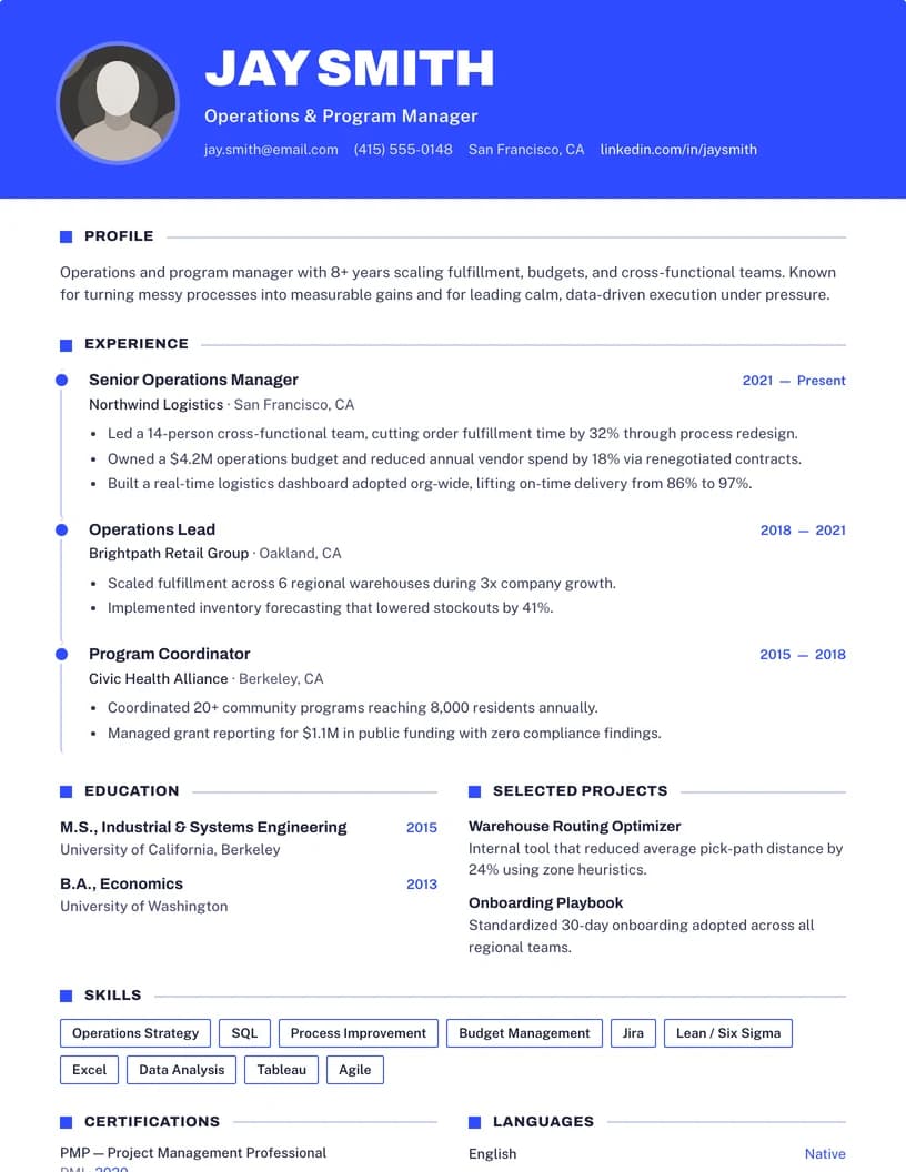 Bold Band résumé template preview