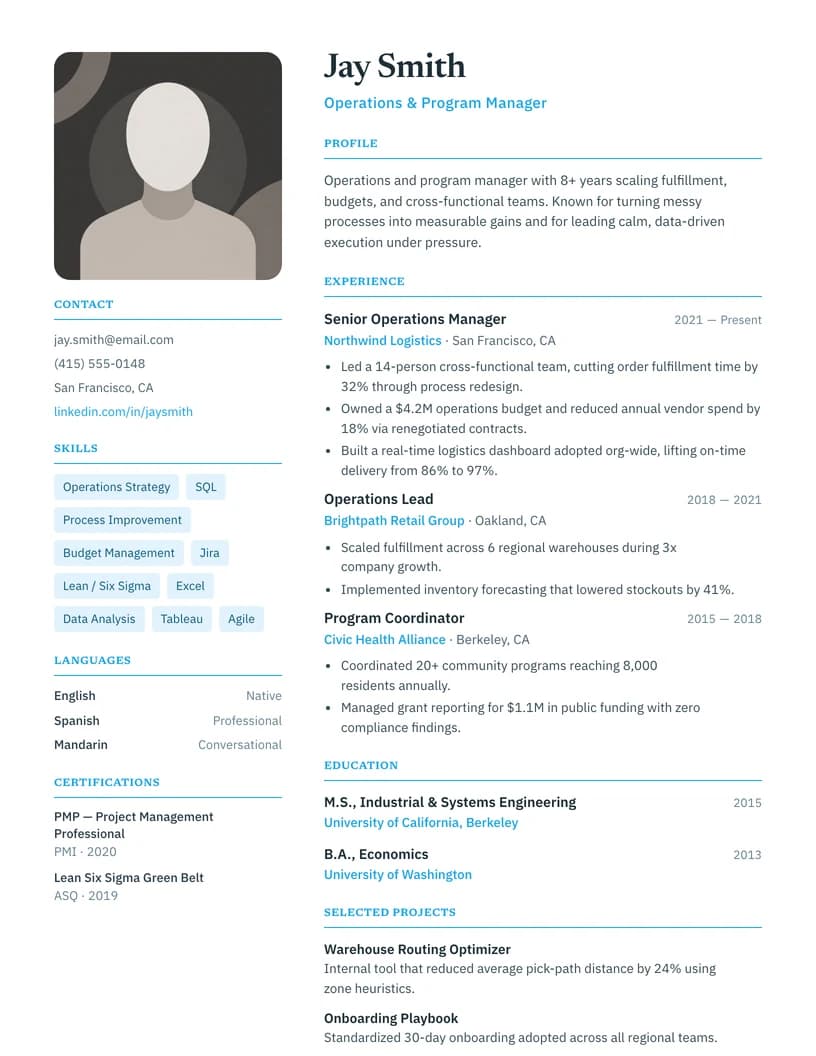Classic résumé template preview